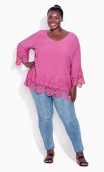 Evans Pink Lace Trim Tunic 4