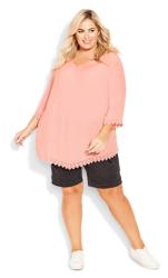 Evans Pink Lace Hem Pintuck Blouse 2