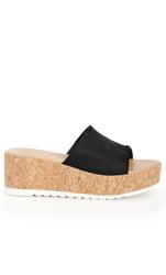 Eleanor Flatform Black Faux Suede Wide Shoe 2