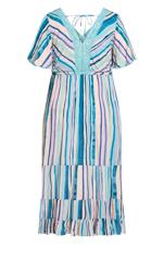 Evans Blue Stripe Tierred Maxi Dress 5
