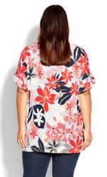 Evans Grey & Red Floral Frill Top 3
