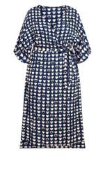 Loralette Navy & Yellow Heart Print Wrap Maxi Dress 5