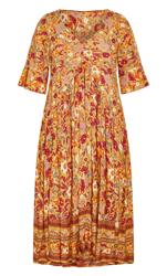 Evans Orange Floral Border Print Maxi Dress 3