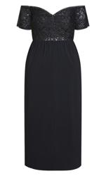 Evans Navy Blue Sequin Embellished Bardot Midi Dress 4