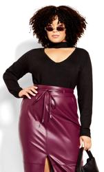 Evans Black Cut Out Knitted Jumper 1