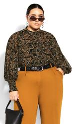 Evans Black Paisley Print Balloon Sleeve Blouse 2