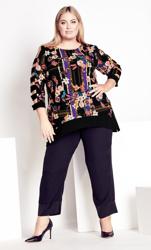 Evans Black & Purple Floral Border Print Hanky Hem Top 4