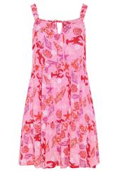 YOURS Curve Pink Mixed Shell Print Dress