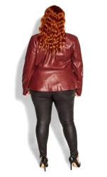 Evans Burgundy Red Faux Leather Fitted Jacket 7