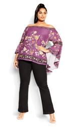 Evans Purple Floral Border Print Bardot Top 4