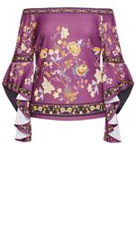 Evans Purple Floral Border Print Bardot Top 6