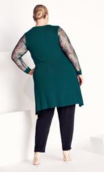 Evans Green Lace Sleeve Hanky Hem Top 4