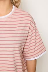YOURS Plus Size Pink Stripe 2-In-1 Boxy T-Shirt | Yours Clothing 4