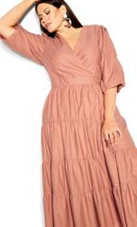 Evans Pink Wrap Front Tiered Midaxi Dress 2