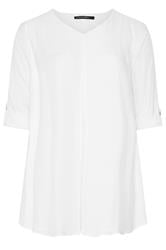 EVANS Curve White Double Layer Blouse