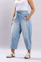 YOURS Plus Size Light Blue Blue Crop Barrel Jeans | Yours Clothing 3