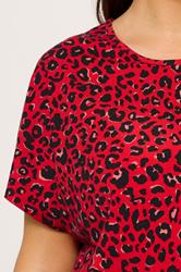 YOURS Plus Size Red Leopard Drop Shoulder Top | Yours Clothing 4