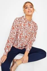 M&Co White Floral Print High Neck Blouse | M&Co 1
