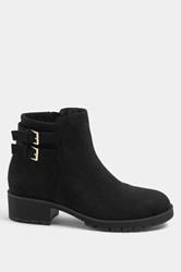 Black Double Buckle Chelsea Boots In Wide E Fit | Yours Clothing 2