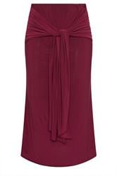 LIMITED COLLECTION Curve Burgundy Red Tie Maxi Skirt