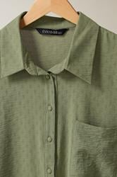 EVANS Plus Size Khaki Green Grown On Sleeve Blouse | Evans 6