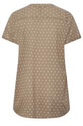 YOURS Curve Mocha Brown Notch Neck Dobby Blouse | Yours Clothing 6