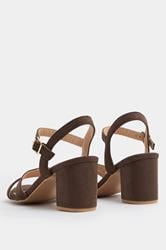 Brown Faux Suede Mid Block Heel Sandals In Wide E Fit & Extra Wide EEE Fit | Yours Clothing 4