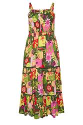 YOURS Curve Green Mixed Shell Placket Dress