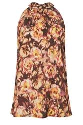 LTS Tall Rust Orange Floral Satin Halterneck Top