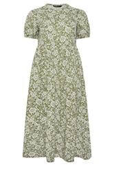 YOURS Curve Green Floral Tiered Maxi Dress