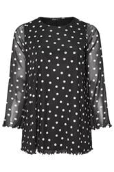 YOURS Curve Black Polka Dot Mesh Swing Top