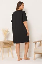 YOURS Plus Size Black 'Sleep All Day' Sleep Tee Nightdress | Yours Clothing 2