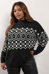 YOURS Plus Size Black Fairisle Knitted Jumper | Yours Clothing 3