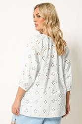 YOURS Curve White Floral Broderie Anglaise Top | Yours Clothing 2