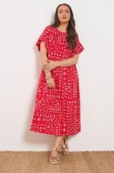 YOURS Plus Size Red Mixed Shell Midi Dress | Yours Clothing 3