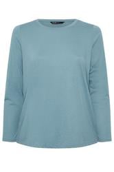 YOURS Curve Light Blue Long Sleeve Core T-Shirt