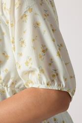 YOURS Plus Size Yellow Floral Print Tie Front Top | Yours Clothing 4