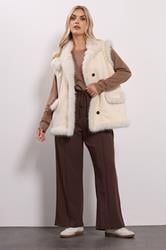 YOURS Plus Size Ivory White Shaggy Faux Fur Gilet | Yours Clothing 3