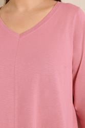 EVANS Plus Size Pink V-Neck Cotton Top | Evans 4