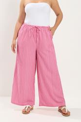 YOURS Plus Size Pink Striped Wide Leg Trousers | Yours Clothing 3