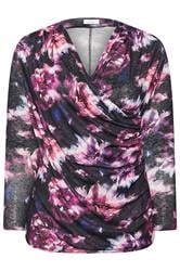 YOURS LONDON Curve Purple Floral Print Wrap Top