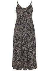 YOURS Curve Black Leaf Tiered Maxi Dress