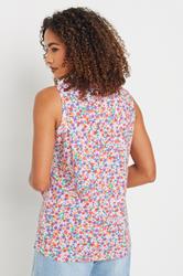 M&Co Pink Cotton Ditsy Floral Sleeveless Henley Top | M&Co 3