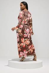 YOURS LONDON Plus Size Brown Floral Mesh Maxi Dress | Yours Clothing 4