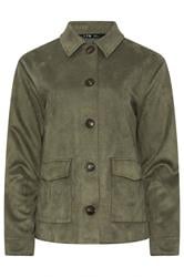 LTS Tall Khaki Green Faux Suede Trucker Jacket