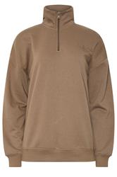 LTS Tall Women's Mocha Brown Embroidered Half Zip Sweatshirt | Long Tall Sally 5