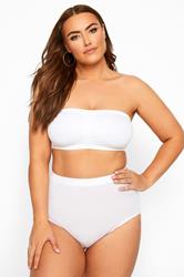 YOURS Plus Size White Seamless Padded Non-Wired Bandeau Bra | Yours Clothing 1