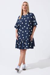 LIMITED COLLECTION Plus Size Navy Blue Polka Dot Dress | Yours Clothing 3