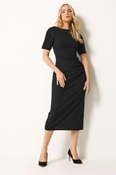 LTS Tall Women's Black Ruched Detail Midi Dress | Long Tall Sally 3
