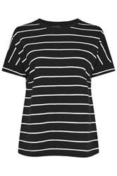 EVANS Plus Size Black Stripe Pure Cotton T-Shirt | Evans 1